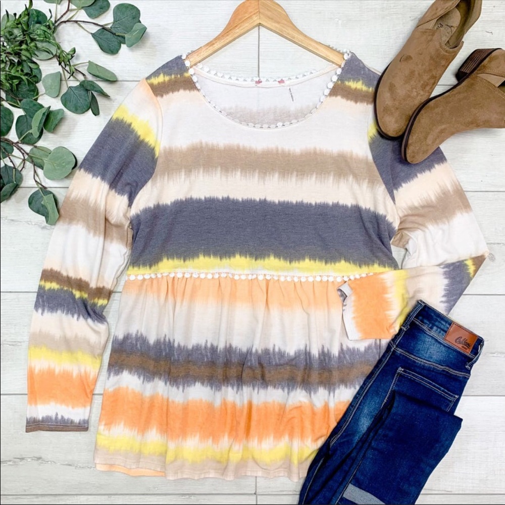 3x 3/4 length tie dye top